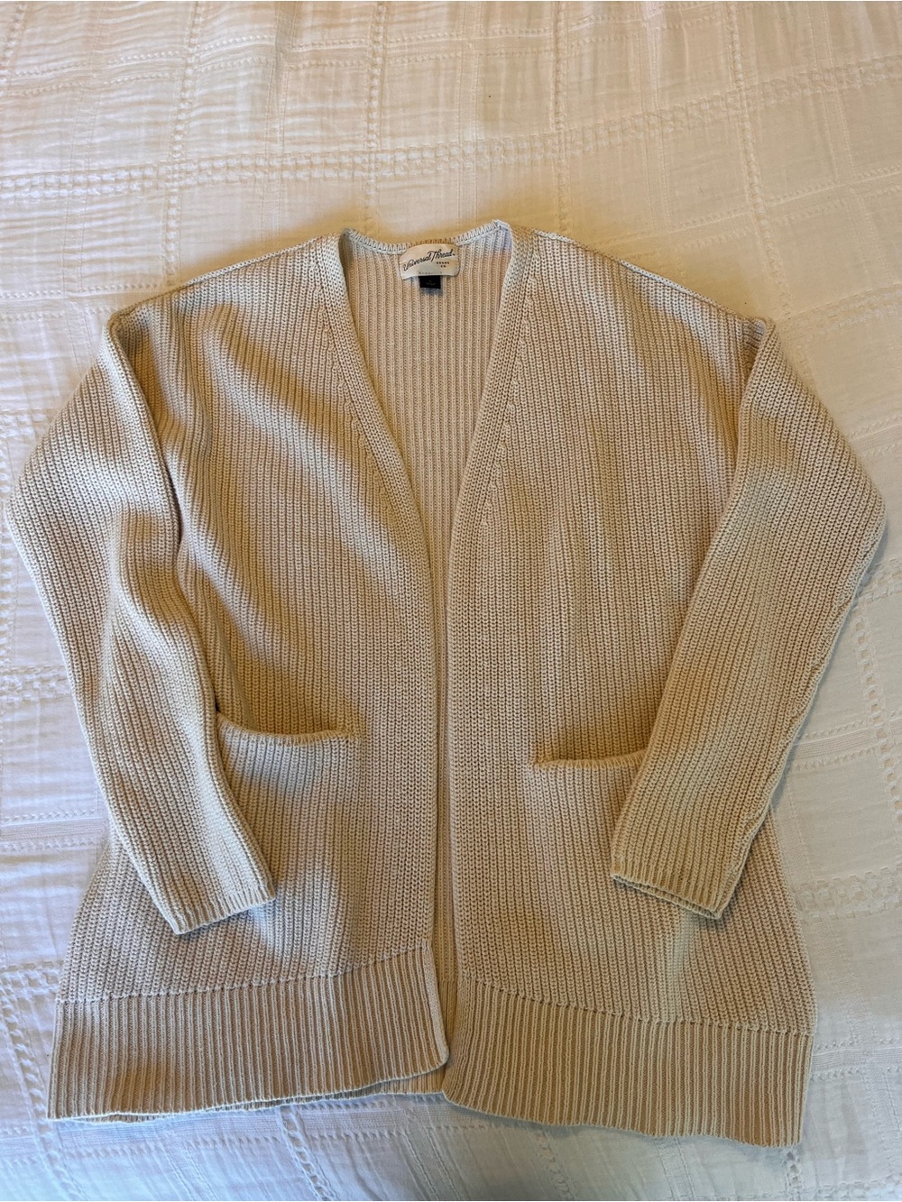 Universal Thread Cream Open Cardigan with Front Pockets